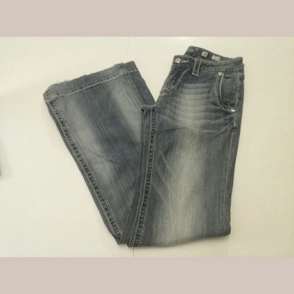 Miss Me Rhinestones Trouser Wide Leg Jeans